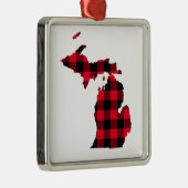 Michigan in Rot und Schwarz Buffalo Kariert Ornament Aus Metall (Rechts)