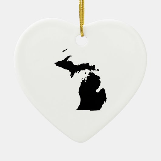 Michigan in Schwarz und Weiß Keramik Ornament (Vorne)