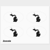 Michigan in Schwarz und Weiß Ovaler Aufkleber (Blatt)