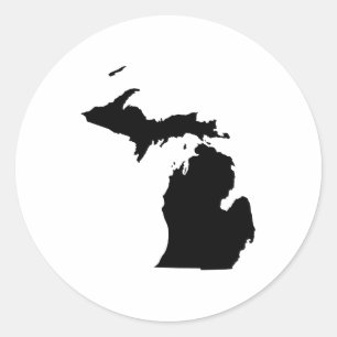 Michigan in Schwarz und Weiß Runder Aufkleber