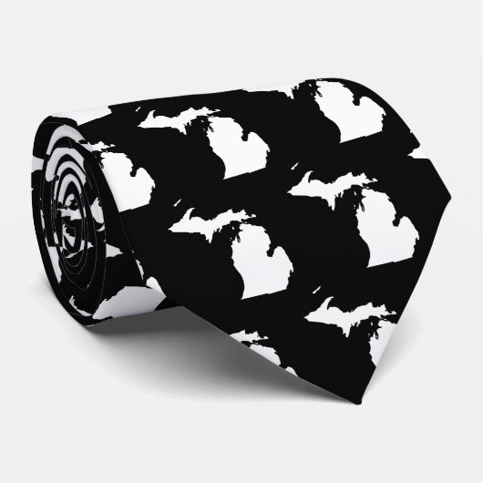 Michigan in Weiß und Schwarz Krawatte (Gerollt)