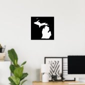 Michigan in Weiß und Schwarz Poster (Heimbüro)