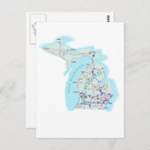 Michigan Interstate Map Postcard Postkarte (Vorne/Hinten)