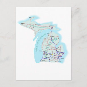 Michigan Interstate Map Postcard Postkarte