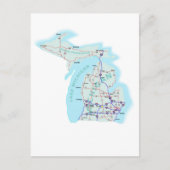 Michigan Interstate Map Postcard Postkarte (Vorderseite)