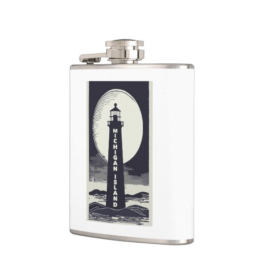 Michigan Island Lighthouse Moon Flachmann (Links)