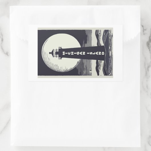 Michigan Island Lighthouse Moon Rechteckiger Aufkleber (Tasche)