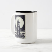 Michigan Island Lighthouse Moon Zweifarbige Tasse (Vorderseite Links)