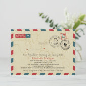 MICHIGAN / ITALIEN Luftpost | Babyparty Einladung (Stehend Vorderseite)