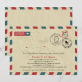 MICHIGAN / ITALIEN Luftpost | Babyparty Einladung (Vorne/Hinten)