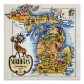 Michigan-Karte aus den 40er Jahren Poster (Vorderseite)