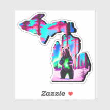 Michigan Karte BEAR Aufkleber!