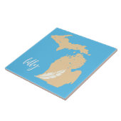 Michigan-Karte-Feder Benutzername Blau Beige Fliese (Seite)