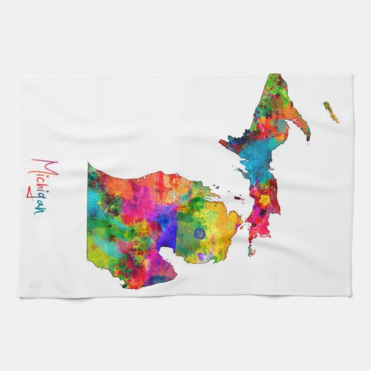 Michigan-Karte Geschirrtuch (Horizontal)