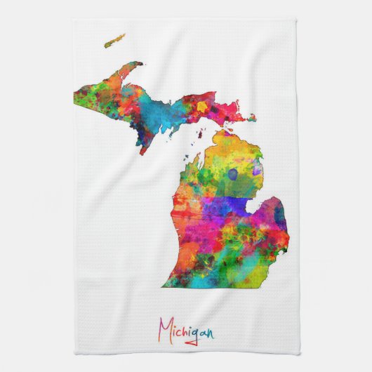 Michigan-Karte Geschirrtuch (Vertikal)