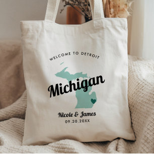 Michigan-Karte-Hochzeits-Willkommens-Tasche in bel Tragetasche
