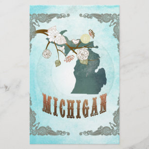 Michigan-Karte mit hübschen Vögeln
