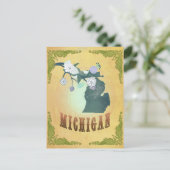 Michigan-Karte mit hübschen Vögeln Postkarte (Stehend Vorderseite)