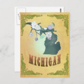 Michigan-Karte mit hübschen Vögeln Postkarte (Vorne/Hinten)