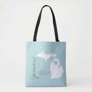 Michigan-Karte mit personigem Herznamen Tasche