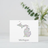 Michigan-Karte Postkarte (Stehend Vorderseite)