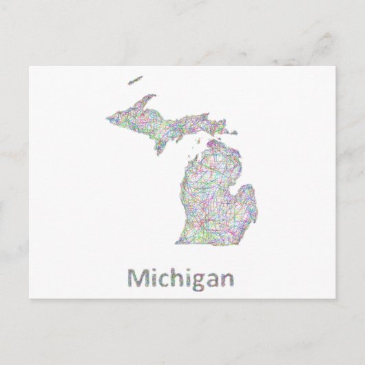 Michigan-Karte Postkarte (Vorderseite)