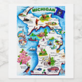 Michigan Karte Postkarte Weinetikett (Einzelnes Label)