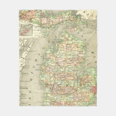 Michigan Karte Retro Vintage Große Seen Fleecedecke (Vorderseite)