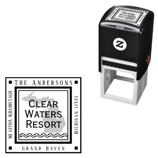 Michigan Karte Rücksendeadresse Square Permastempel (Beispiel)