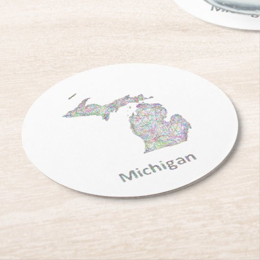 Michigan-Karte Runder Pappuntersetzer (Angewinkelt)