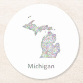 Michigan-Karte Runder Pappuntersetzer (Vorderseite)