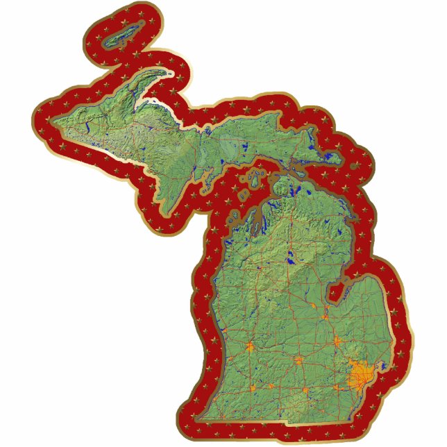 Michigan-Karten-Weihnachtsverzierung Fotoskulptur Ornament (Vorne)