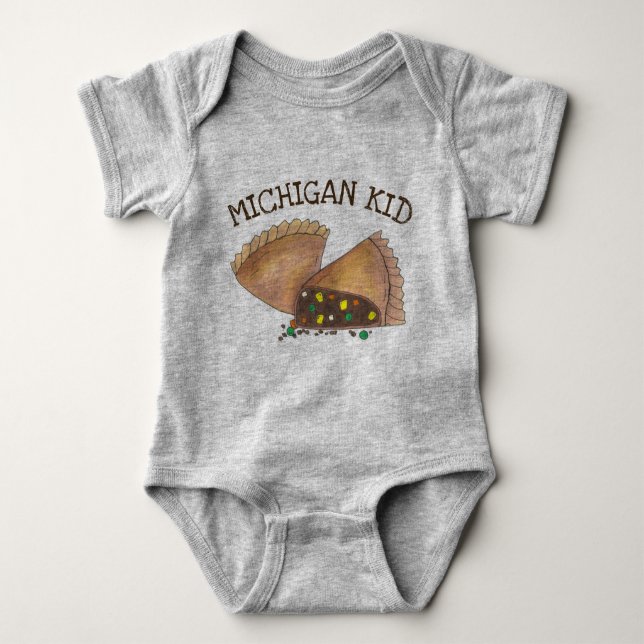 Michigan Kid Upper Peninsula Pasty Meat Pie Feinsc Baby Strampler (Vorderseite)