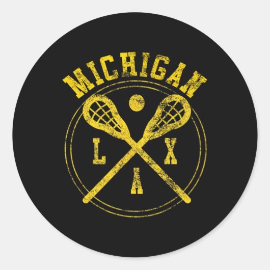 Michigan Lacrosse Lax Logo Runder Aufkleber (Vorderseite)