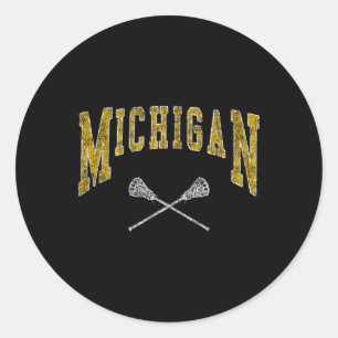 Michigan Lacrosse Vintage Lax Spieler und Fans Vin Runder Aufkleber