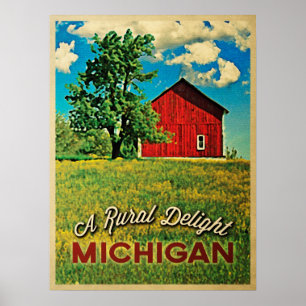 Michigan-Land-Rot-Scheune Poster
