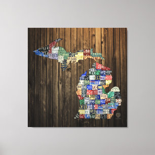 Michigan-Landkreis-Lizenz-Platten-Karten-Leinwand Leinwanddruck