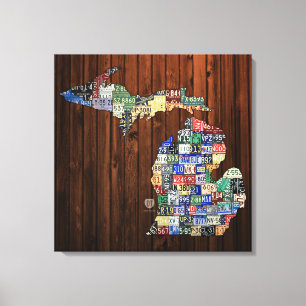 Michigan Landkreises License Plate Karte Wrapped C Leinwanddruck