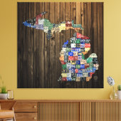 Michigan Landkreises License Plate Map Leinwand 20 (Insitu (Wohnzimmer))