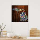 Michigan Landkreises Lizenzschild Karte Canvas Pri Poster (Küche)