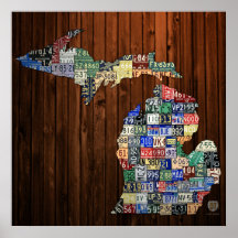 Michigan Landkreises Lizenzschild Karte Canvas Pri