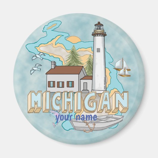 Michigan Leuchtturm-Magnet Magnet (Vorne)