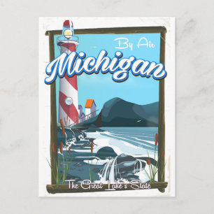 Michigan Leuchtturm-Reiseposter! Postkarte