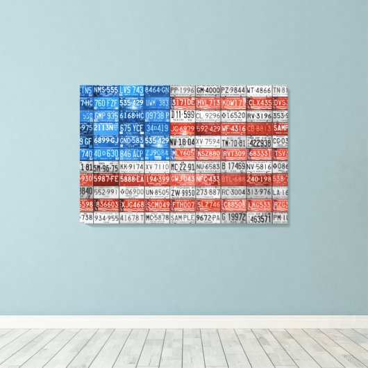 Michigan License Plate Flag USA Wrapped Canvas Leinwanddruck (Insitu (Holzboden))