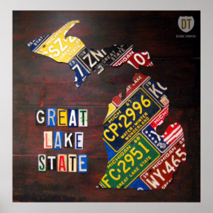 Michigan License Plate Karte drucken Poster