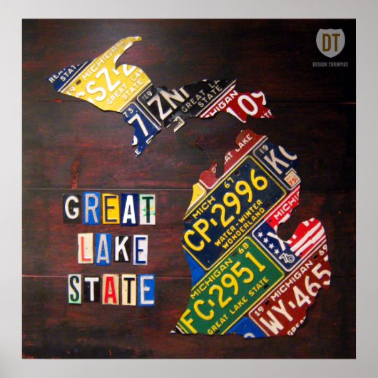 Michigan License Plate Karte drucken Poster (Vorne)