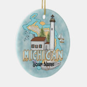 Michigan Lighthouse individuelle Name Keramik Ornament (Rechts)