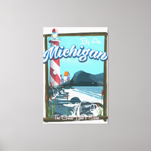 Michigan Lighthouse Reiseplakat! Leinwanddruck