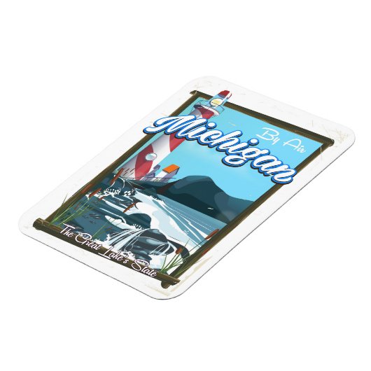 Michigan Lighthouse Reiseplakat! Magnet (Linke Seite)