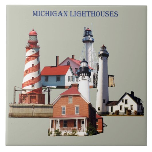 Michigan Lighthouses Fliesen (Vorderseite)